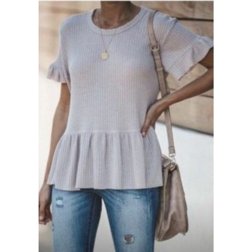 Flawless Vici Collection Waffleknit Peplum Top